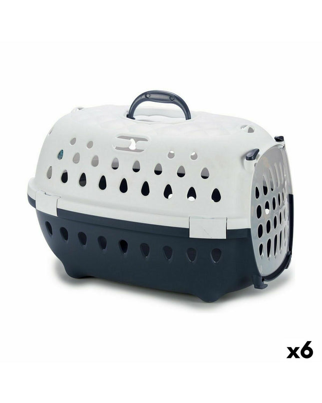 Set of six Stefanplast Chic cat transport boxes, 50x34x34 cm, made of durable plastic for pet travel and safety.