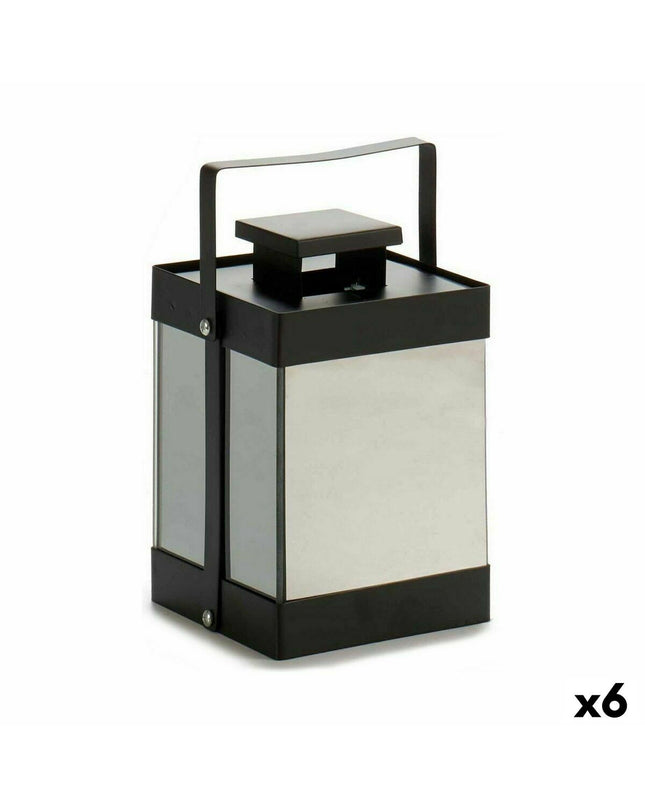 Set of six black LED lanterns from Gift Decor, outdoor garden decor with mirrors, 12.5 x 18.5 x 12.5 cm, for outdoor lighting.