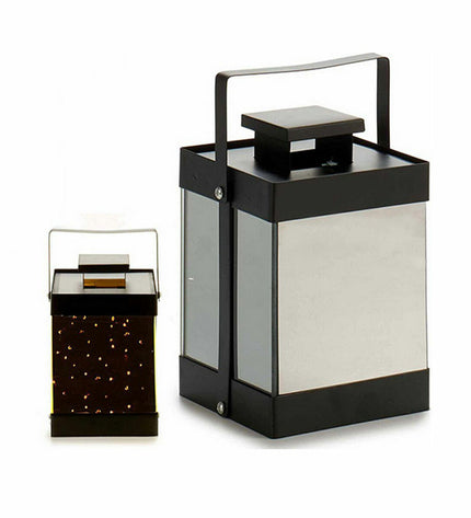 Set of six black LED lanterns by Gift Decor, outdoor garden decor with reflective mirrors, 12.5 x 18.5 x 12.5 cm, for garden decoration.