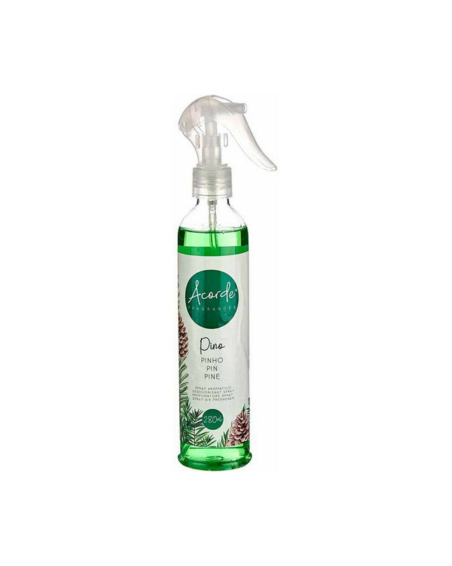 Acorde Pijnboom air freshener spray in a 280 ml bottle, displayed alongside 12 units, for home and kitchen use.