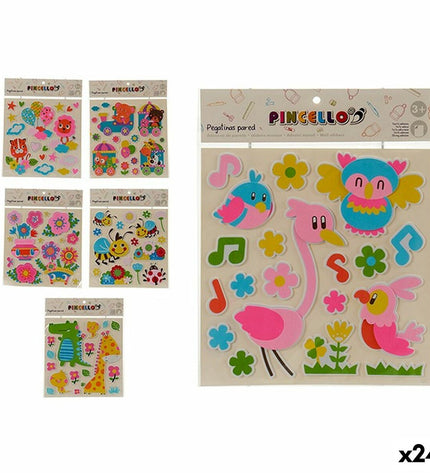 Pincello multicolour sticker set with 24 playful stickers, ideal for creative activities and crafts.
