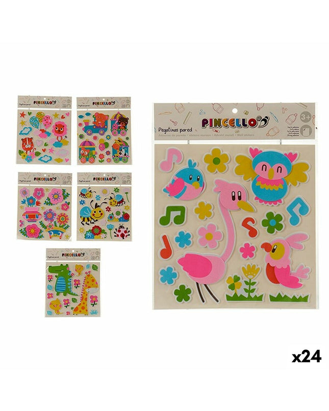 Pincello multicolour sticker set with 24 playful stickers, ideal for creative activities and crafts.
