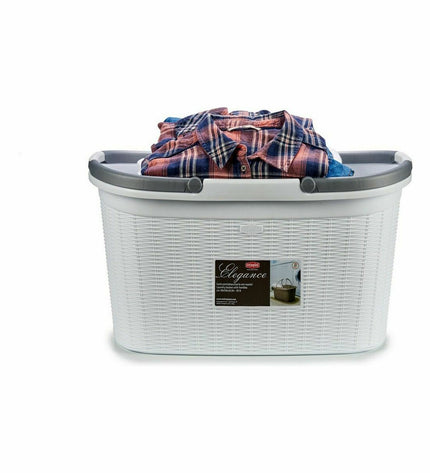 Set of 15 Stefanplast Elegance plastic laundry baskets, 35L capacity, 57.5 x 29 x 36.5 cm, for home organization and storage.