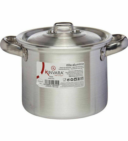 Set of six Kinvara silver aluminium casserole pans with lids, 16x14x21 cm and 20x14x16 cm, kitchen cookware for home cooking.