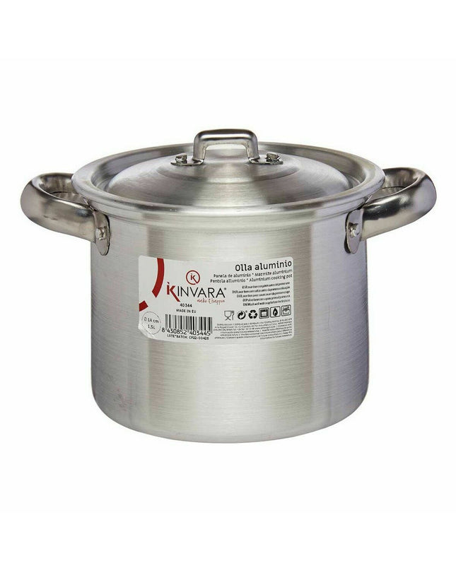 Set of six Kinvara silver aluminium casserole pans with lids, 16x14x21 cm and 20x14x16 cm, kitchen cookware for home cooking.