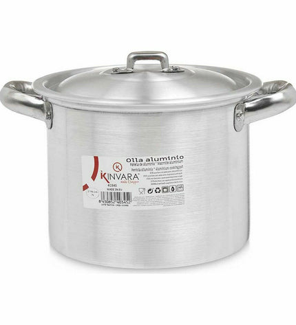 Set of six silver Kinvara aluminum casserole pans with lids, 23.5 x 15 x 18 cm, ideal for home cooking and kitchen use.