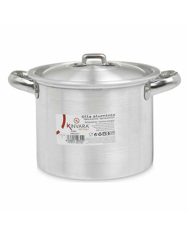 Set of six silver Kinvara aluminum casserole pans with lids, 23.5 x 15 x 18 cm, ideal for home cooking and kitchen use.