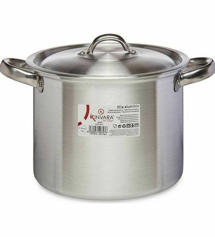 Set of six silver aluminium casserole pans with lids, 29x18x22 cm, ideal for cooking and kitchen use by Kinvara.