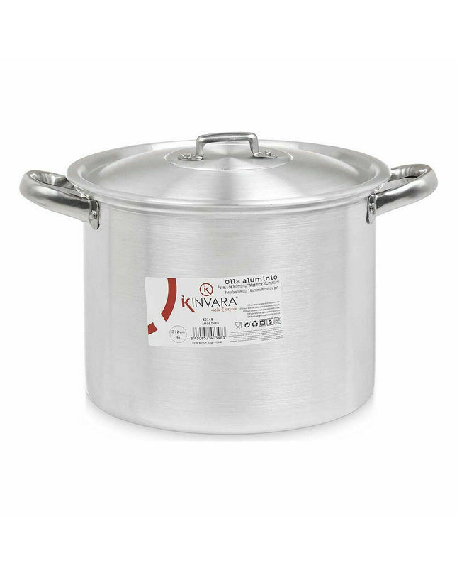 Set of six Kinvara silver aluminum casserole pans with lids, measuring 31x20x24 cm, for home cooking and kitchen use.
