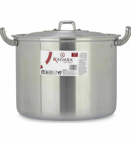 Six silver Kinvara aluminum casserole pans with lids, 31x20x24 cm, stacked in a kitchen setting for cooking and houseware use.