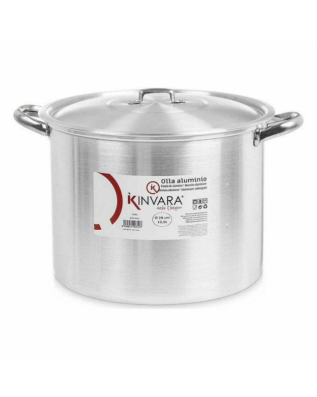Set of four Kinvara aluminum casserole pans with lids, silver color, measuring 38x25x31 cm, ideal for home cooking and kitchen use.