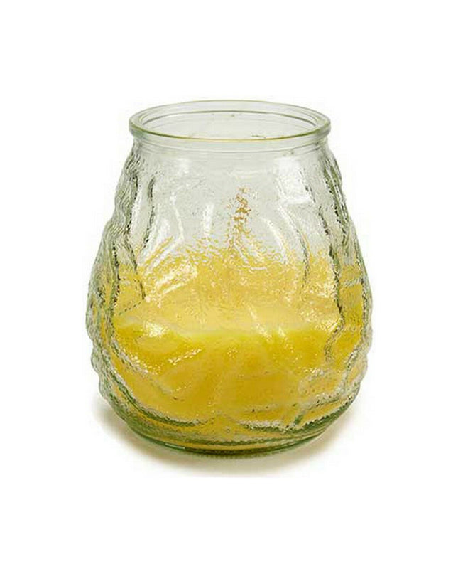 Set of six Ibergarden yellow citronella candles in transparent glass jars, outdoor garden decor, 9x10x9 cm and 9x9.5x9 cm size