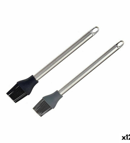 Set of 12 Kinvara silicone and stainless steel kitchen brushes, 28 x 4.5 x 2 cm, ideal for baking and household cleaning.
