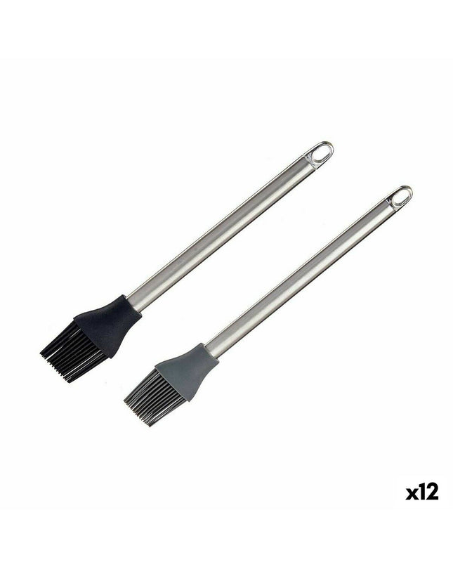 Set of 12 Kinvara silicone and stainless steel kitchen brushes, 28 x 4.5 x 2 cm, ideal for baking and household cleaning.