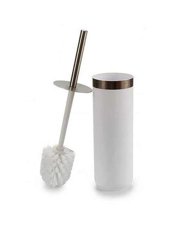 Berilo white and silver plastic toilet brushes set with six pieces, 9.5 x 38.5 x 9.5 cm, designed for bathroom cleaning.