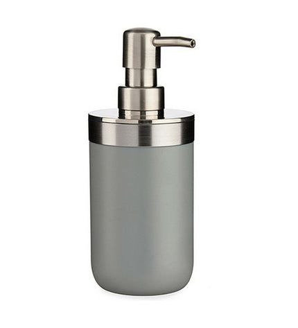 Set of six Berilo gray plastic soap dispensers, 350 ml, suitable for bathroom and kitchen use, measuring 8x17x9 cm each.