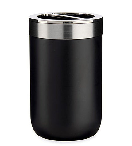 Berilo zwarte tandenborstelhouder set in zilverkleurig plastic, 7.7 x 11.5 cm, for bathroom organization, six pieces included.
