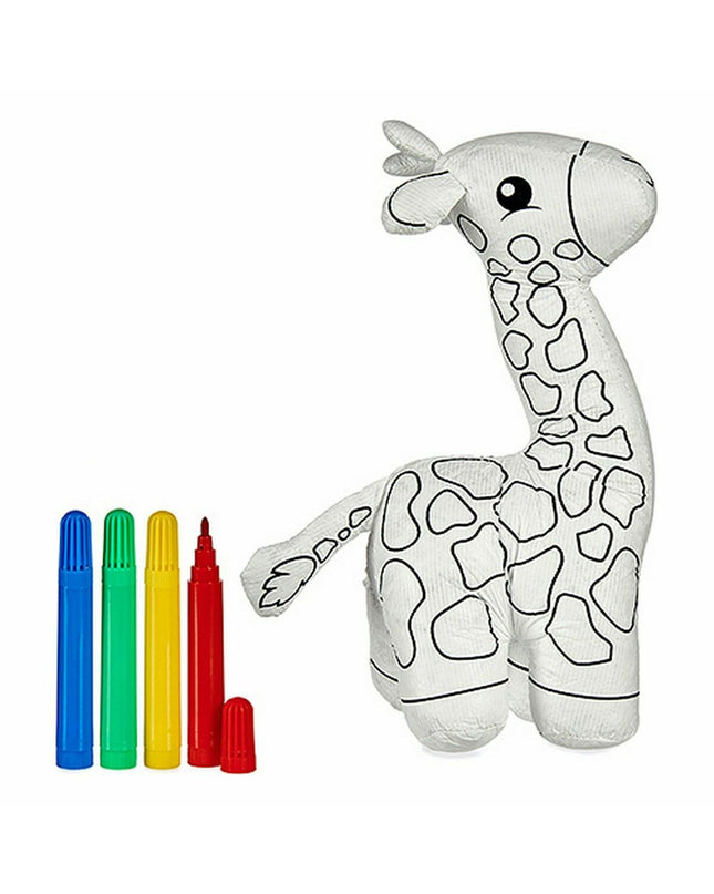 Set of 8 Pincello giraffe plush toys for coloring, made of soft polyester and polyethylene, perfect for children's creative play.