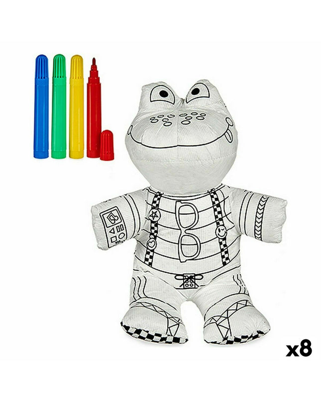 Set of 8 Pincello coloring plush frog toys made of polyester and polyethylene, soft and suitable for children.