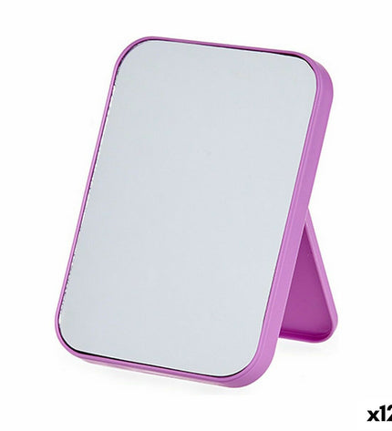 Berilo blauw, groen en lila polypropyleen spiegel met ondersturing, 14x20x1.7 cm, voor huis en bad, set van 12 stuks