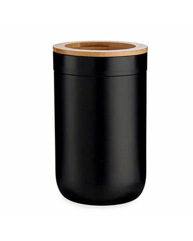Set of 6 Berilo bamboo toothbrush holders in brown and black, made of polypropylene, measuring 7.7 x 11.5 x 7.7 cm, suitable for bathroom.