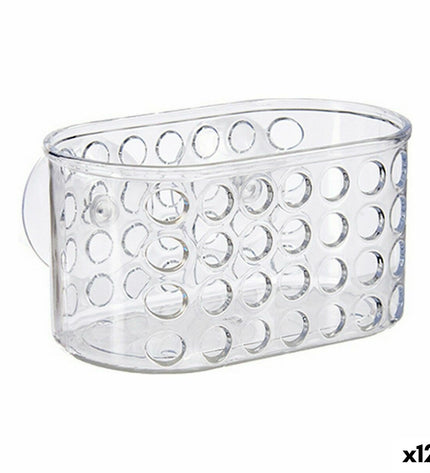 Transparante PVC badkamerorganiser houder van Berilo, 15,8 x 8,5 x 8 cm, 12 stuks, geschikt voor badkamer opberg en organisatie.