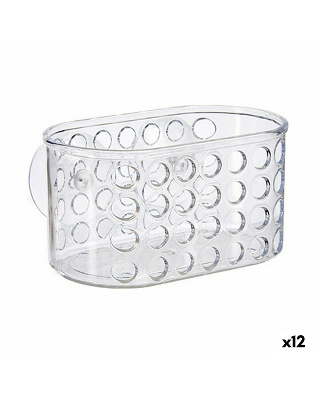Transparante PVC badkamerorganiser houder van Berilo, 15,8 x 8,5 x 8 cm, 12 stuks, geschikt voor badkamer opberg en organisatie.