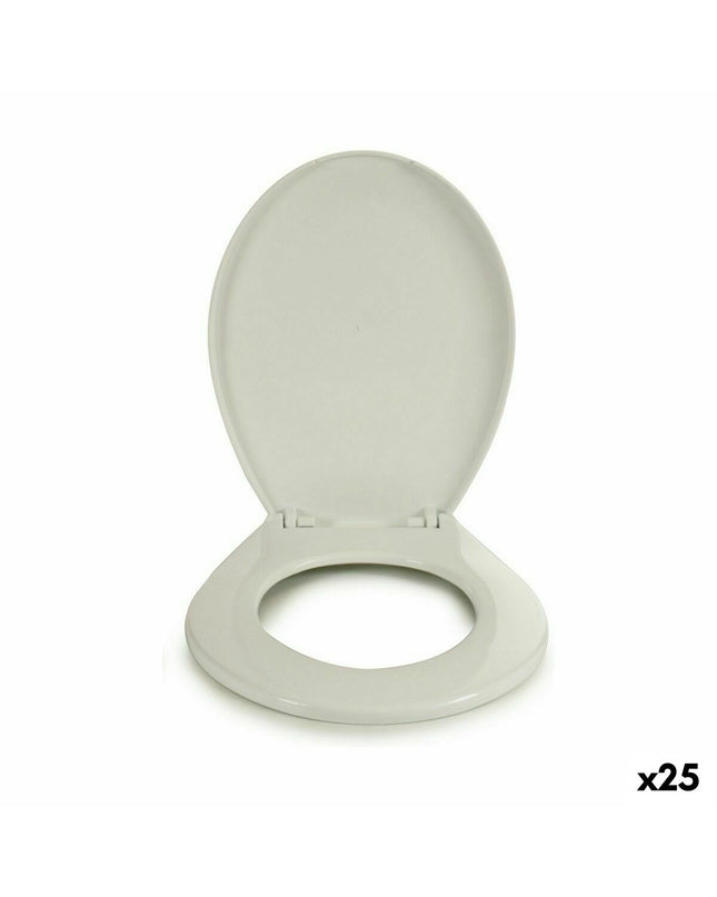 Set of 25 white plastic toilet seat covers by Berilo, measuring 34.5 x 43 x 5 cm, suitable for bathroom use.