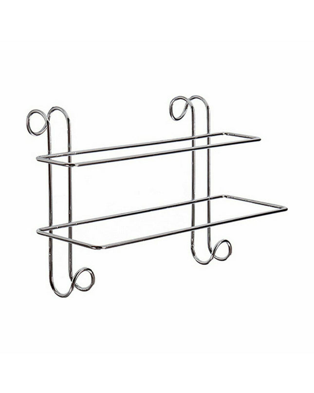 Set of six silver metal towel racks with a bar, measuring 14x20x39 cm, suitable for bathroom and kitchen use.