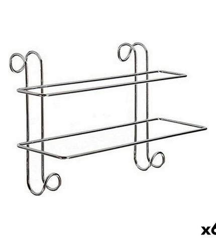 Set of six silver metal towel racks with rods, measuring 14x20x39 cm, for bathroom and kitchen use.