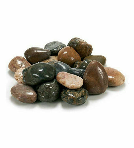 Set of four brown and gray decorative garden stones from Ibergarden, outdoor landscaping and decoration stones, 3 kg.