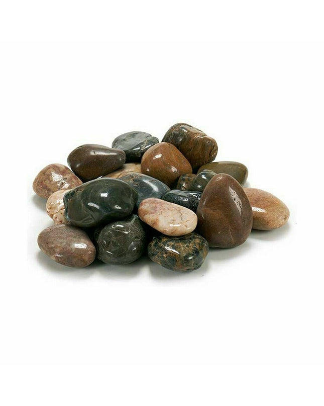 Set of four brown and gray decorative garden stones from Ibergarden, outdoor landscaping and decoration stones, 3 kg.