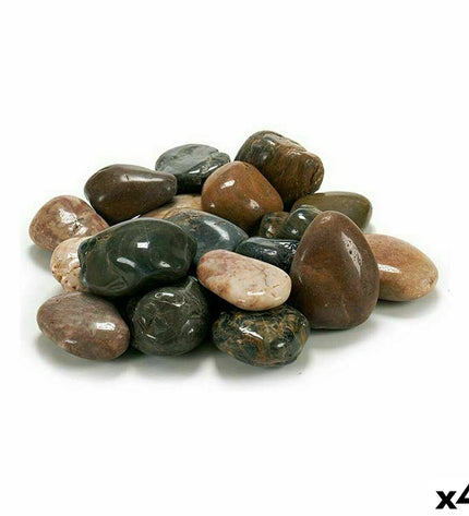 Set of four Ibergarden decorative stones in brown and gray for garden outdoor decor, 3 kg total.
