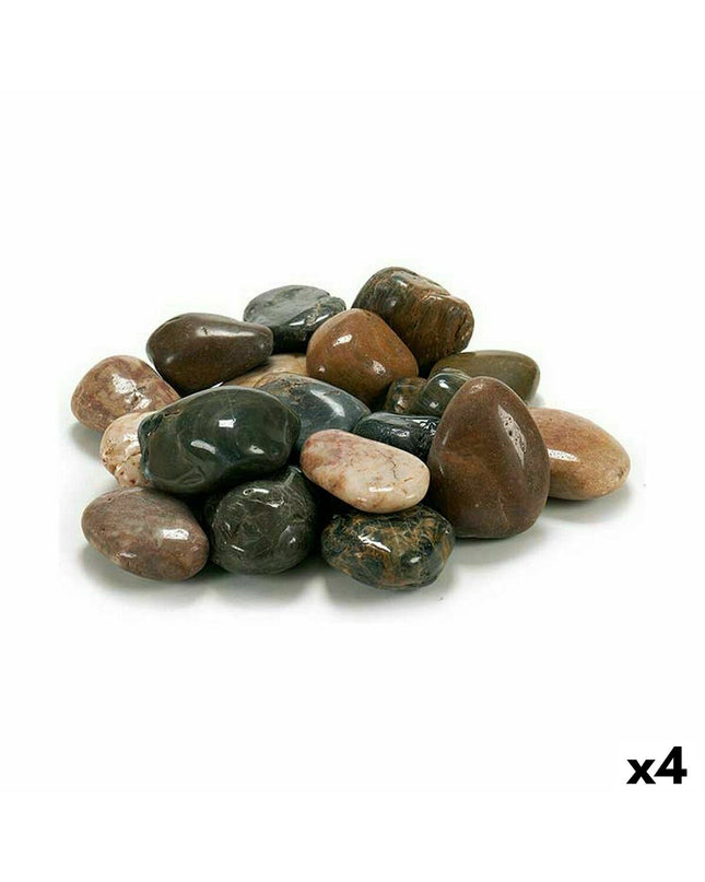 Set of four Ibergarden decorative stones in brown and gray for garden outdoor decor, 3 kg total.