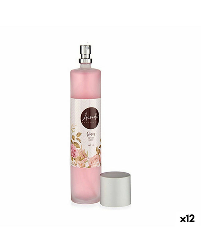 Acorde roze luchtverfrisserspray 100 ml, 12 stuks, huis en koken decoratie, freshening spray with pink bottle and label.
