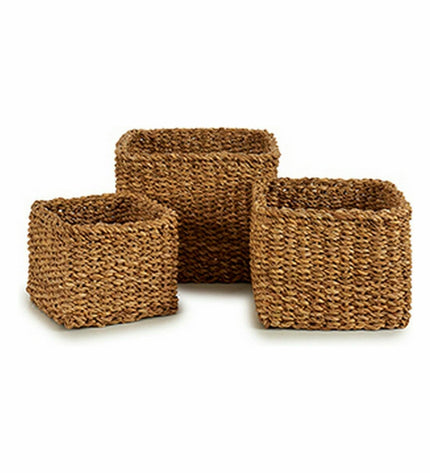 Set of four brown gift decor storage containers in 3L, 7L, and 13L sizes for home organization by Gift Decor.