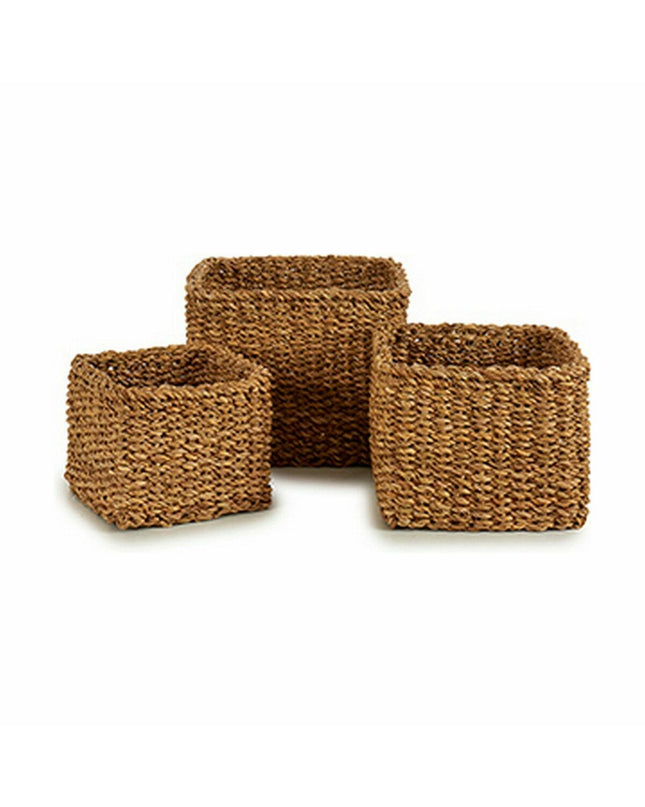 Set of four brown gift decor storage containers in 3L, 7L, and 13L sizes for home organization by Gift Decor.
