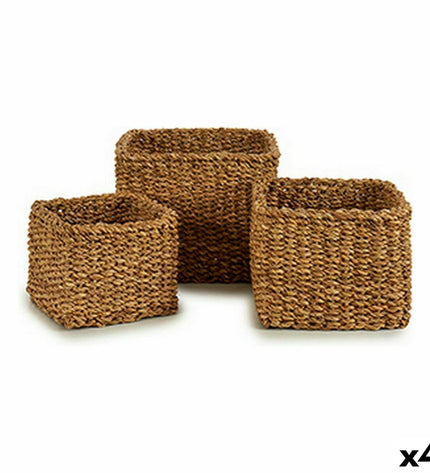 Set of four brown plastic storage mands for kitchen organization, including 3L, 7L, and 13L sizes by Gift Decor.