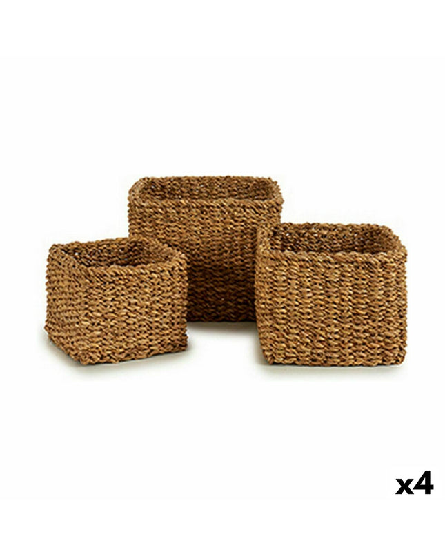 Set of four brown plastic storage mands for kitchen organization, including 3L, 7L, and 13L sizes by Gift Decor.
