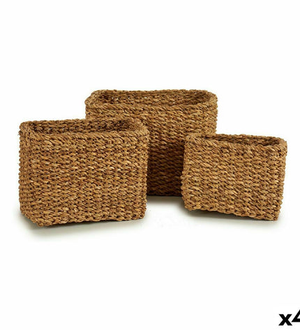 Set of four brown gift decor storage containers in 4L, 8L, and 12L sizes, ideal for home organization by Gift Decor