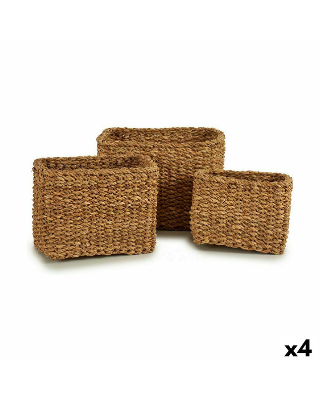 Set of four brown gift decor storage containers in 4L, 8L, and 12L sizes, ideal for home organization by Gift Decor
