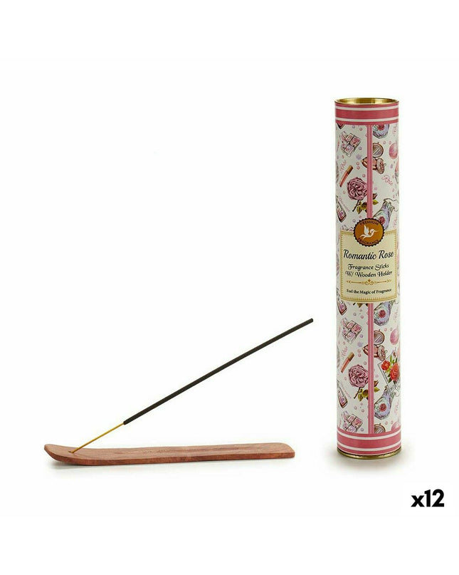 Acorde roze bloemen wierook met steun, 12 stuks, ideaal voor huisdecoratie en koken, met kleurrijke bloemen en steun.