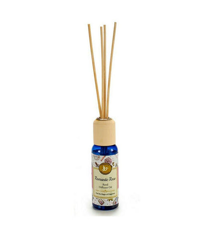 Set of 12 Acorde Romantic Rose parfum sticks in 50ml bottles, used for home decor and scenting living spaces.