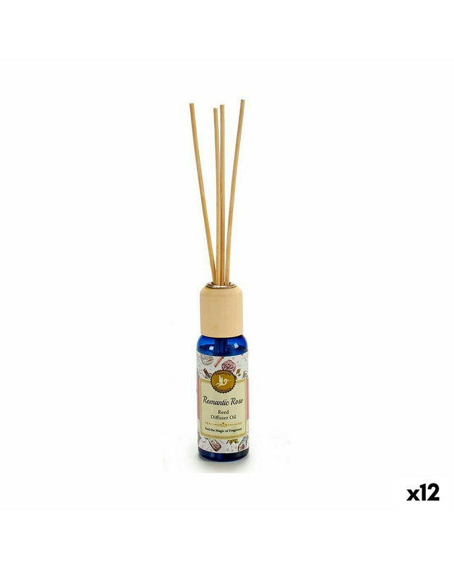 Acorde Romantic Rose parfum sticks in a 50 ml container, displayed with 12 sticks for home decor and aromatic ambiance.