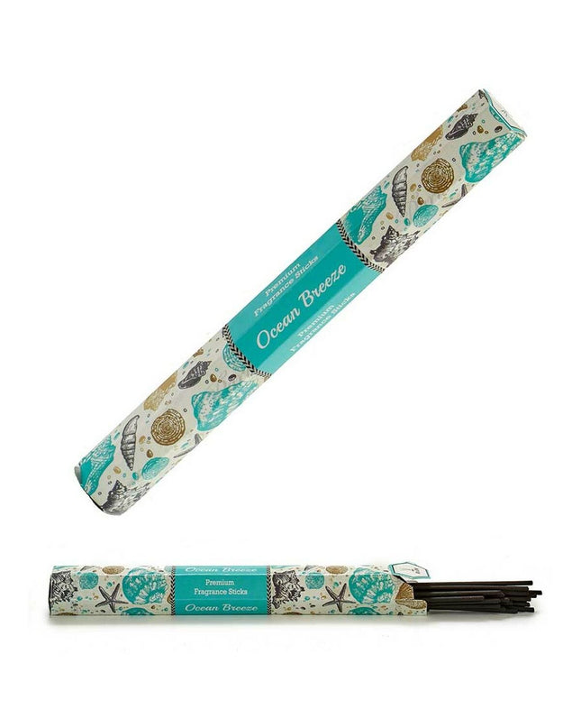 A set of six Acorde Oceaan scented incense sticks for home and cooking, displayed in a decorative container.