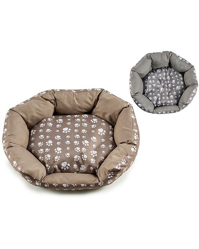 Set of six Mascow pet beds in beige, 56x45x15 cm, designed for dogs, featuring soft fabric and cozy sleeping areas.