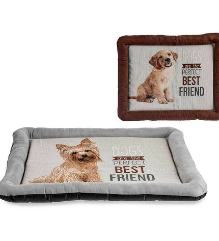 Mascow dog pet bed in beige with soft fabric, measuring 60 x 6 x 74 cm, designed for small to medium-sized dogs.
