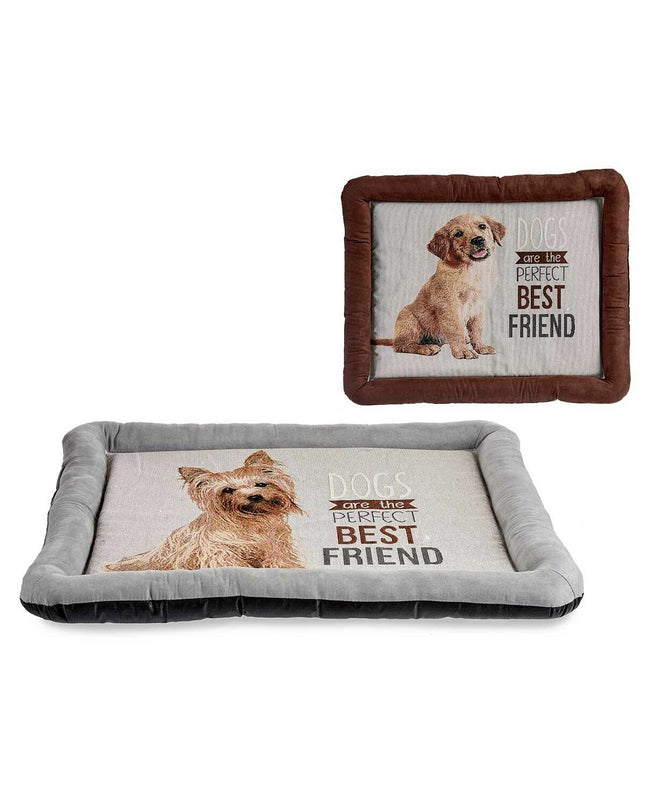 Mascow dog pet bed in beige with soft fabric, measuring 60 x 6 x 74 cm, designed for small to medium-sized dogs.