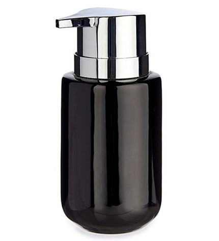 Berilo zwart zilverkleurige metaal keramische zeepdispenser set, 350 ml, voor badkamer en keuken, 7 x 14,5 x 8,5 cm, 6 stuks