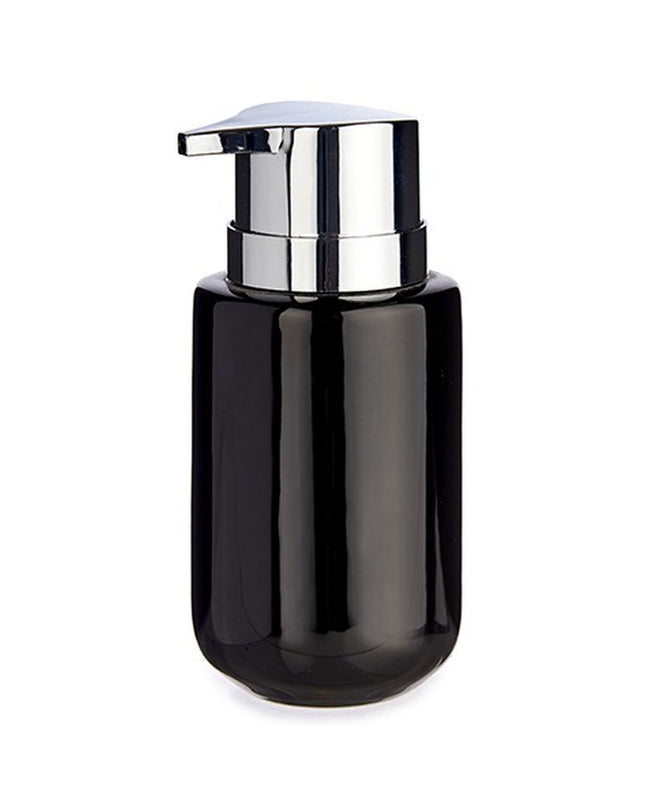 Berilo zwart zilverkleurige metaal keramische zeepdispenser set, 350 ml, voor badkamer en keuken, 7 x 14,5 x 8,5 cm, 6 stuks